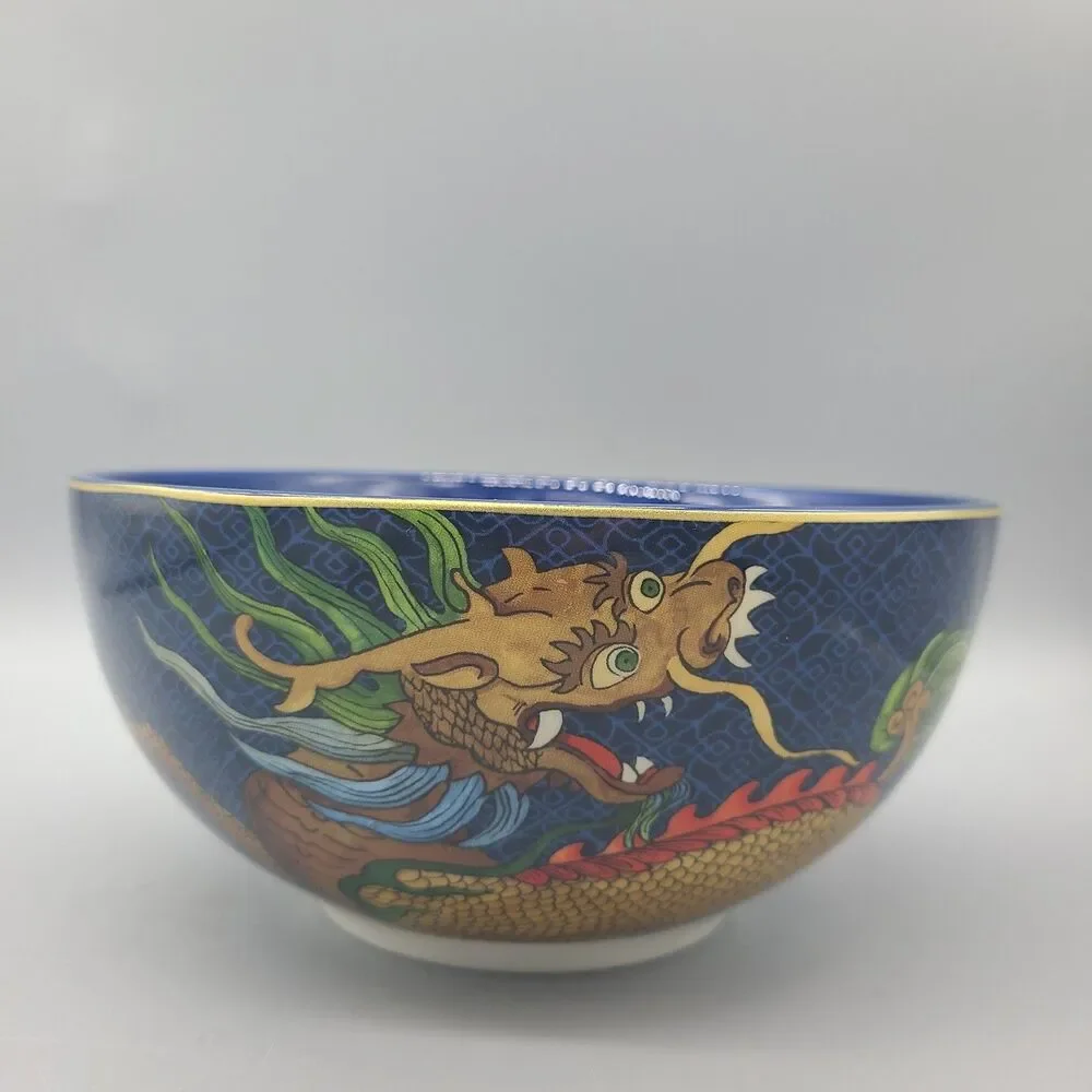 Williams Sonoma Lunar Noodle Serving Bowl Phoenix 7.25” Blue Dragons Sakura NEW
